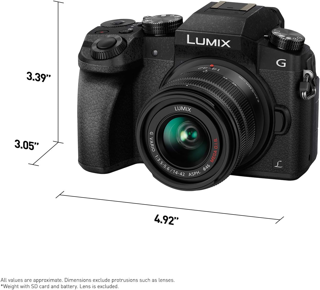 Panasonic Cámara digital LUMIX G7 4K, con lente LUMIX G VARIO 0.551-1.654 in Mega O.I.S. Lens, cámara sin espejo de 16 megapíxeles