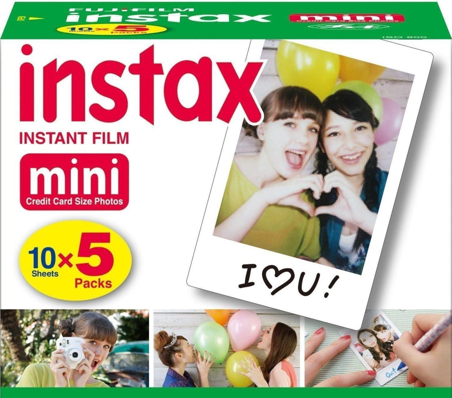 Fujifilm Película instantánea Instax Mini, 10 hojas x 5 paquetes (total 50 disparos)