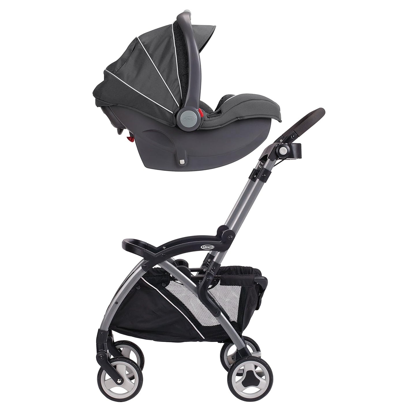 Graco SnugRider Elite - Portabebés para asiento de automóvil, marco ligero, cochecito de viaje acepta cualquier asiento infantil Graco SnugRide, color negro