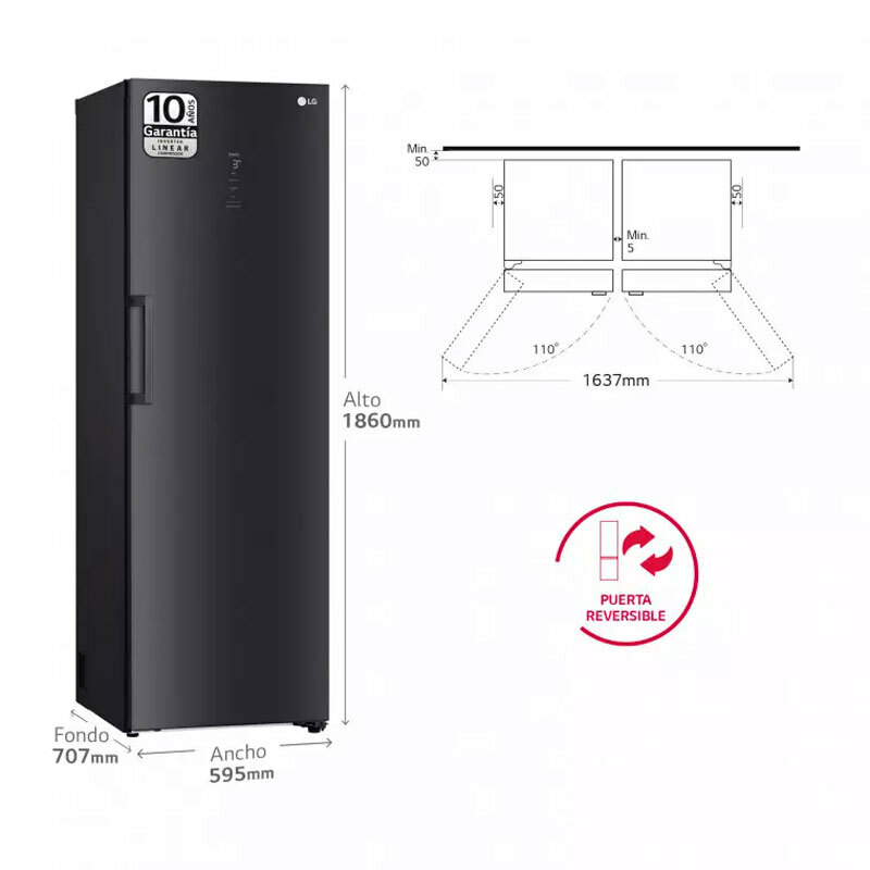 Frigorífico 1 puerta LG GLM71MCCSX Acero Negro grisaceo