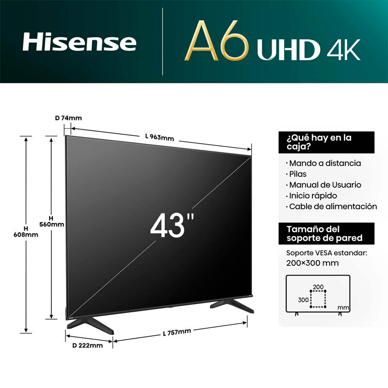 TV Hisense 43A6N LED 4K 43"