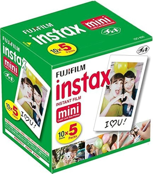Fujifilm Película instantánea Instax Mini, 10 hojas x 5 paquetes (total 50 disparos)