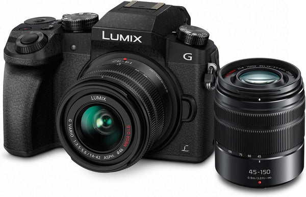 Panasonic Cámara digital LUMIX G7 4K, con lente LUMIX G VARIO 0.551-1.654 in Mega O.I.S. Lens, cámara sin espejo de 16 megapíxeles