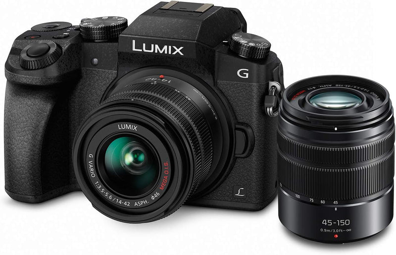 Panasonic Cámara digital LUMIX G7 4K, con lente LUMIX G VARIO 0.551-1.654 in Mega O.I.S. Lens, cámara sin espejo de 16 megapíxeles